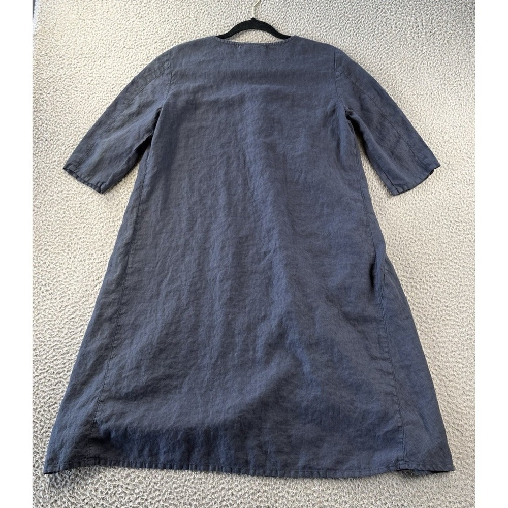 Elemente Clemente‎ Linen Dress Womens 1 Lagenlook Minimalist Blue Pocket - Picture 8 of 9